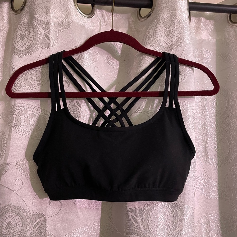Athleta Black Sports Bra Size S Athletic Multi Strap Workout Comfy Stylish Women